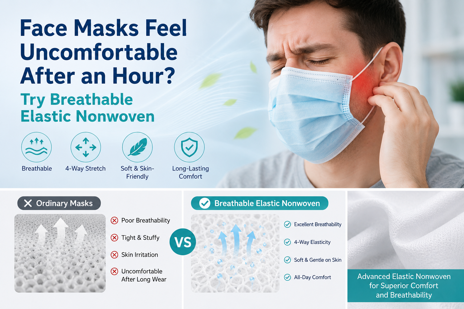 Face Masks Feel Uncomfortable After an Hour? Try Breathable Elastic Nonwoven